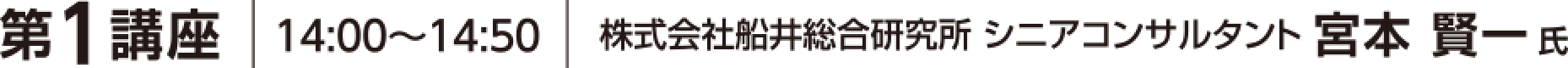 第１講座 14:00～14:50 株式会社船井総合研究所 シニアコンサルタント 宮本賢一氏