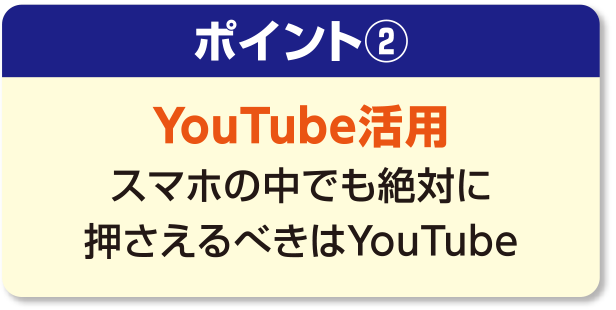 ポイント②[YouTube活用]スマホの中でも絶対に押さえるべきはYouTube